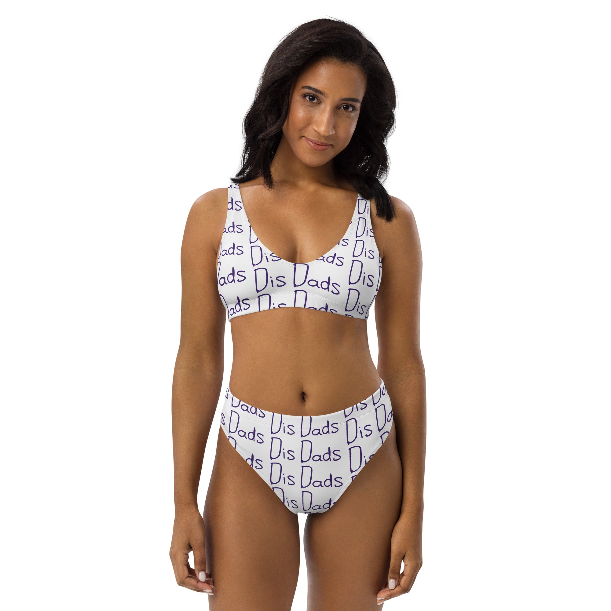 Dis Dads Women's White Recycled High Waisted Bikini | Retro Chic
