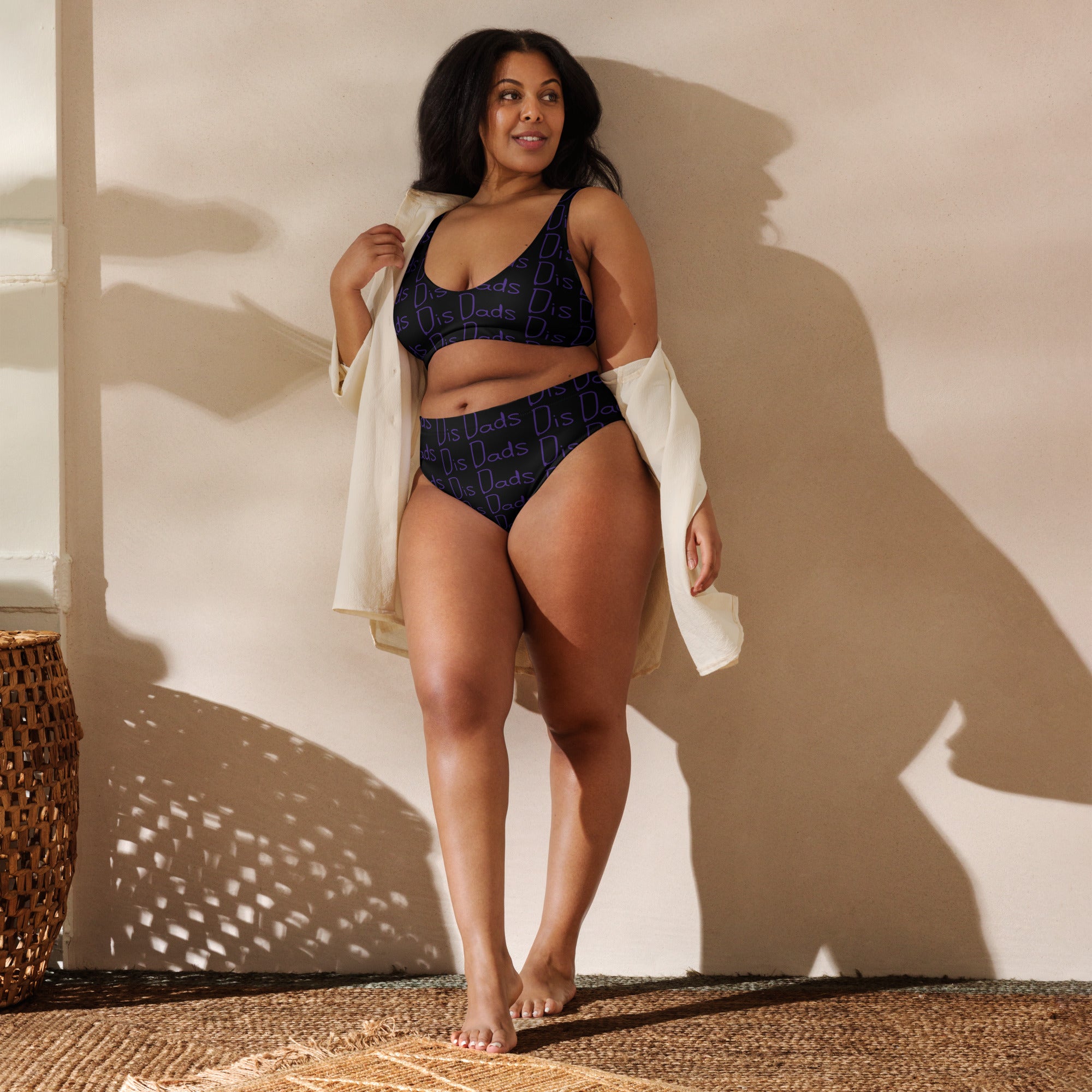 Dis Dads Women's Black Recycled High Waisted Bikini | Retro Chic