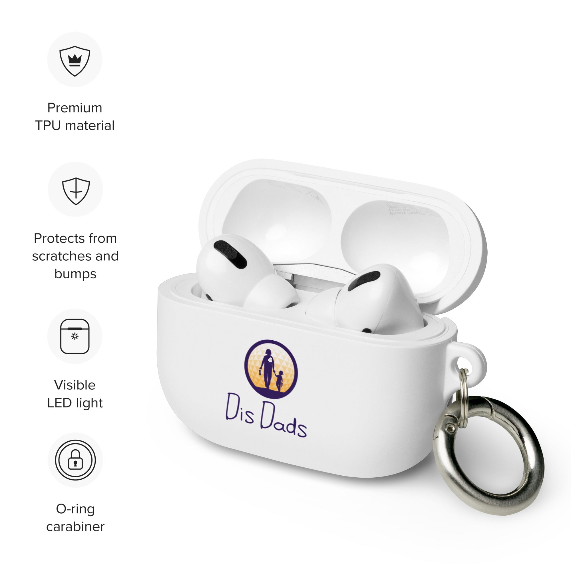 Dis Dads Rubber Case for AirPods | Durable TPU with Carabiner